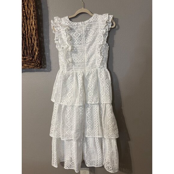 Endless Rose Tiered Midi Dress S Small White Crochet Lace NEW - Picture 13 of 15